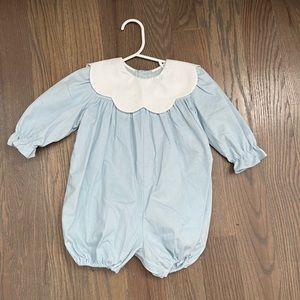 Sophie and Lucas girls 12mos baby blue corduroy bubble with Peter Pan collar